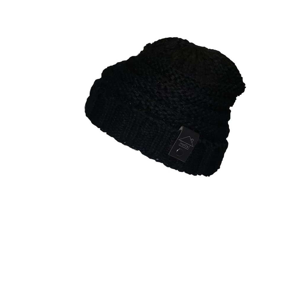 HofCs 1 Pack Child Knit Hat (Black with Black Tag)